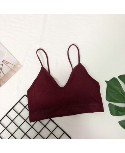 Women Bra Tops Summer V Neck Bralette Underwear Sexy Bra No Wires Solid Spaghetti Backless Brassiere Femme Slim Fit Bra $13.6...