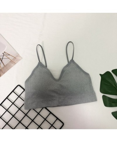 Women Bra Tops Summer V Neck Bralette Underwear Sexy Bra No Wires Solid Spaghetti Backless Brassiere Femme Slim Fit Bra $13.6...