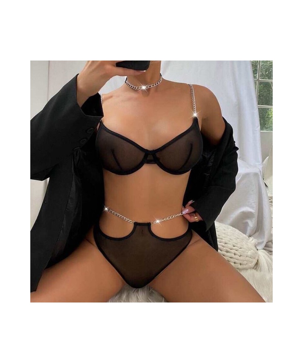 Sexy Ultra Thin Brassiere Black Panty French Shackles Lingerie Summer Women Underwear Push Up Bralette Fashion Bra & Brief Se...