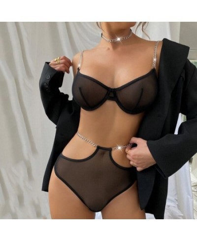 Sexy Ultra Thin Brassiere Black Panty French Shackles Lingerie Summer Women Underwear Push Up Bralette Fashion Bra & Brief Se...