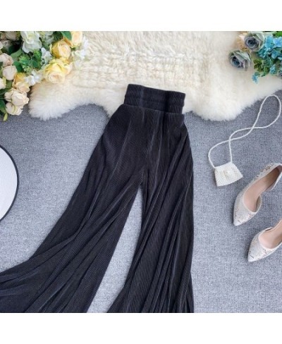 Fishtail Trousers Women Baggy Pants New Wide Leg Ruffled Flare Pants Elastic Waist Pleated White Tulle Pants Thin Spring Wild...