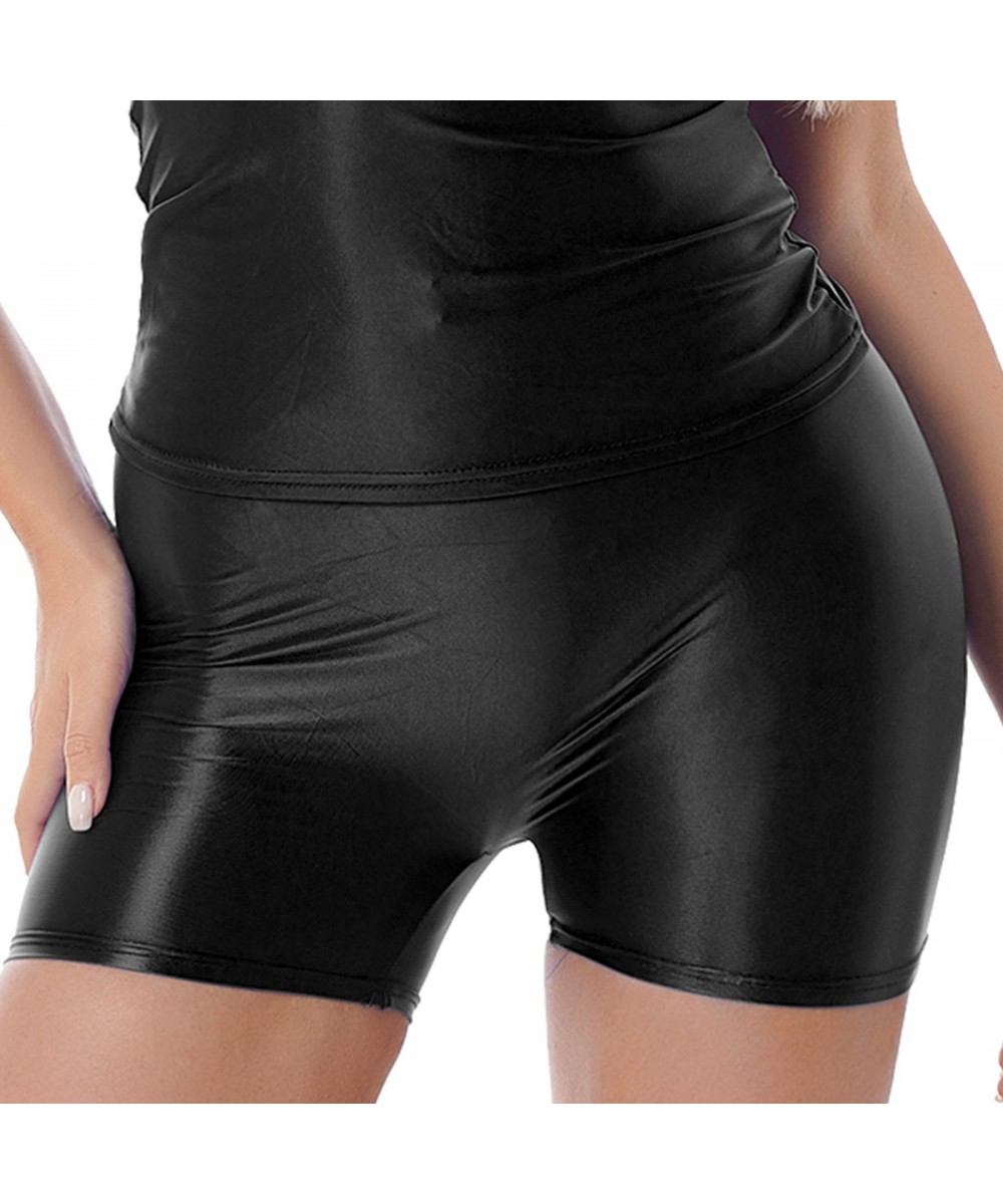 Glossy Seamless Biker Shorts Women Solid Push Up Fitness Shorts Mid Waist Clothing Workout Short Leggings Comfortable Female ...