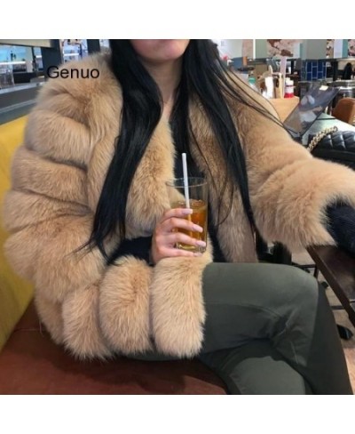 Fox Faux Fur Coat Thick Warm Blue Fox Womens Coats 2023 Fashion Winter Whole Skin Fake Fur Jackets Luxury Flurry Overcoats $1...