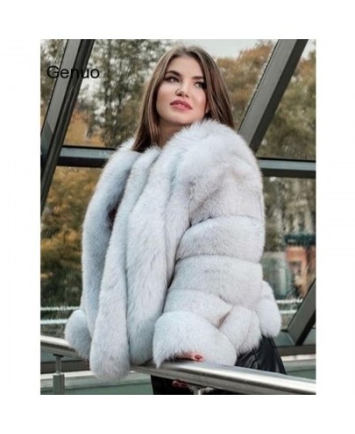 Fox Faux Fur Coat Thick Warm Blue Fox Womens Coats 2023 Fashion Winter Whole Skin Fake Fur Jackets Luxury Flurry Overcoats $1...