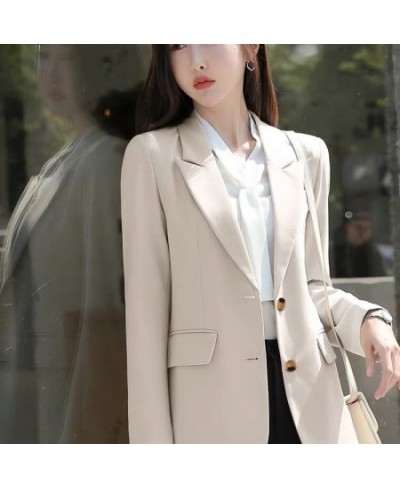 Blazer Women's Elegant Professional Fashion Jacket Korean Autumn Loose Casual Vintage Solid Color Single-breasted Blazer $43....