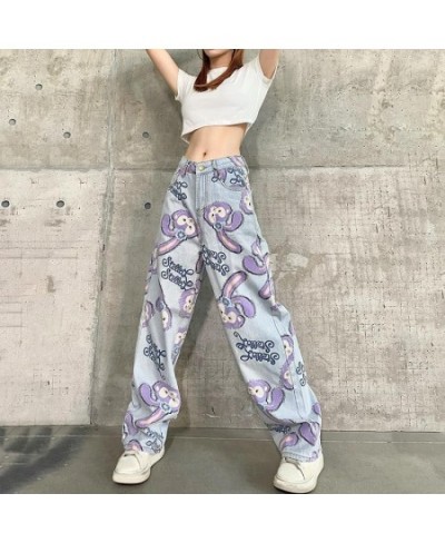 2023 Women Jeans Straight Pants Oversize Cartoon Rabbit Print Zipper Casual Female Long Trousers Large Size Mom Jeans High $6...