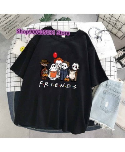 Women Halloween T-shirt Horror Friends Harajuku Casual Short Sleeve Best Stephen King Fashion 90s Anime Tshirt Top Tees shirt...