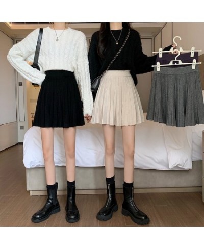 Mini Pleated Skirts Women Solid Autumn High Waist Simple Preppy Style All-match Elegant Fashion Stretchy Leisure Comfortable ...