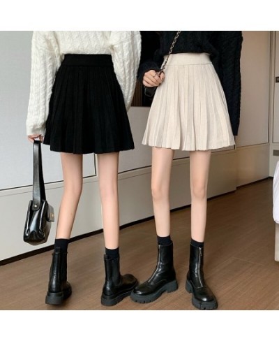 Mini Pleated Skirts Women Solid Autumn High Waist Simple Preppy Style All-match Elegant Fashion Stretchy Leisure Comfortable ...