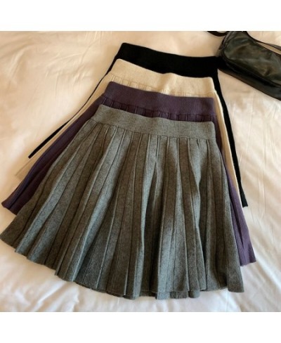 Mini Pleated Skirts Women Solid Autumn High Waist Simple Preppy Style All-match Elegant Fashion Stretchy Leisure Comfortable ...