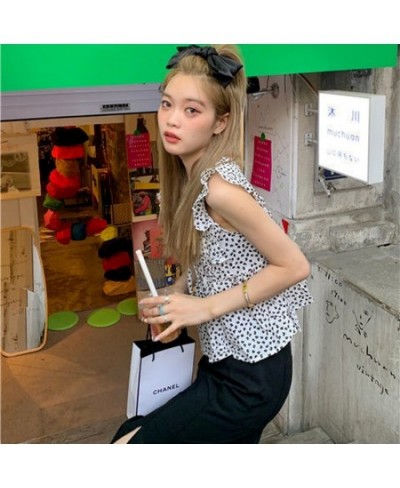 Camisole Women Chic Floral Vintage Ins Ruffles Female Leisure Aesthetic Loose Sleeveless Design Tops Basic Preppy Style $22.8...