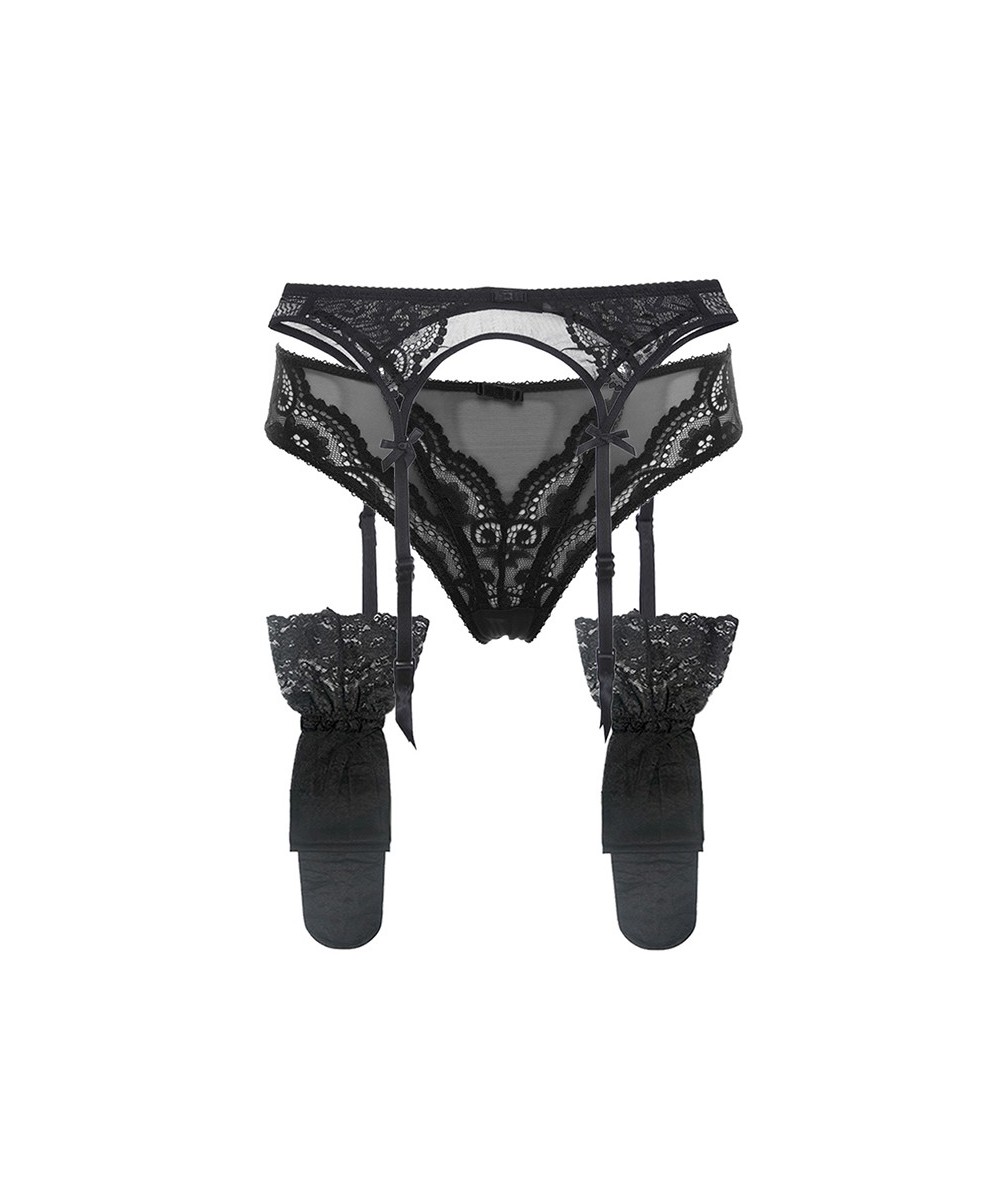 Sexy women lace Black/white Suspender Belt Wedding garter belts+stockings+panties 3pcs/lots $29.07 - Underwear