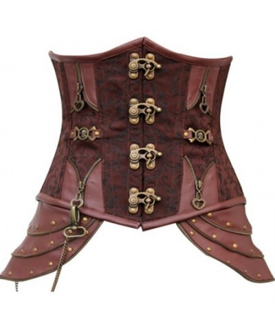 Fancy Plus Size Corset Gothic Brocade Brown Leather Steampunk Corset Underbust Steel Boned Waist trainer Corsets $58.95 - Und...