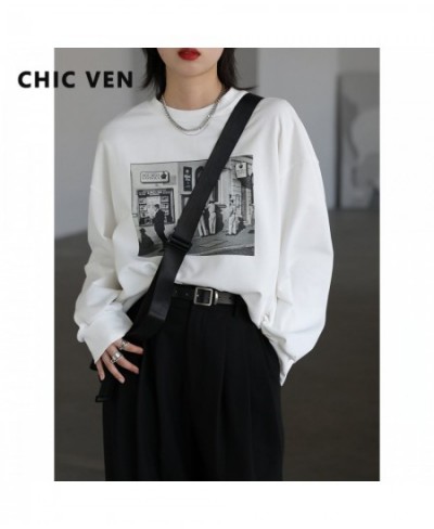 Women's T-Shirts Vintage Streetwear Loose O Neck Printed T shirts Female Tops Ladies Coat Spring Autumn 2023 $59.20 - Women Tops