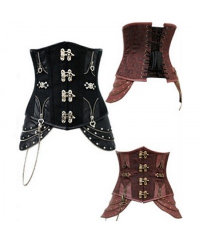 Fancy Plus Size Corset Gothic Brocade Brown Leather Steampunk Corset Underbust Steel Boned Waist trainer Corsets $58.95 - Und...