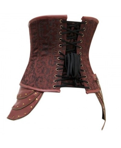 Fancy Plus Size Corset Gothic Brocade Brown Leather Steampunk Corset Underbust Steel Boned Waist trainer Corsets $58.95 - Und...