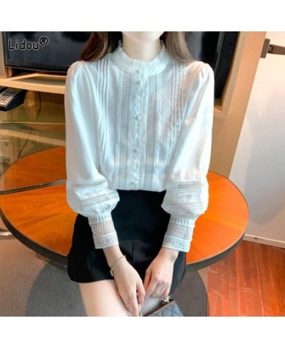 Women's Clothing Solid Office Lady Fashion Casual Korean Loose Spring Summer Thin Stand Collar Temperament Button Long Sleeve...