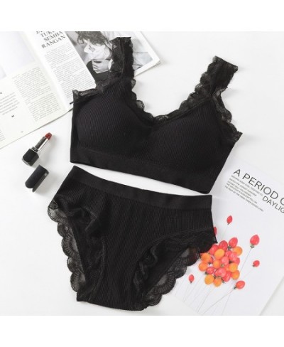 Sexy Lace Underwear Set Padded Bra Set Without Steel Ring Solid Women's Underwear Brassiere Comfortable Fitness Crop Top $19....