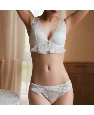 Sexy Lingerie Thin Section Sexy Lace Ladies Underwear Comfortable Breathable Bra Set Petal Decoration B C D Cup White Women B...