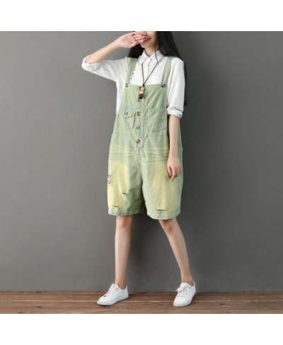 Harajuku summer thin women jumpsuit loose plus size vintage hole personality rompers candy color sweet college style overalls...