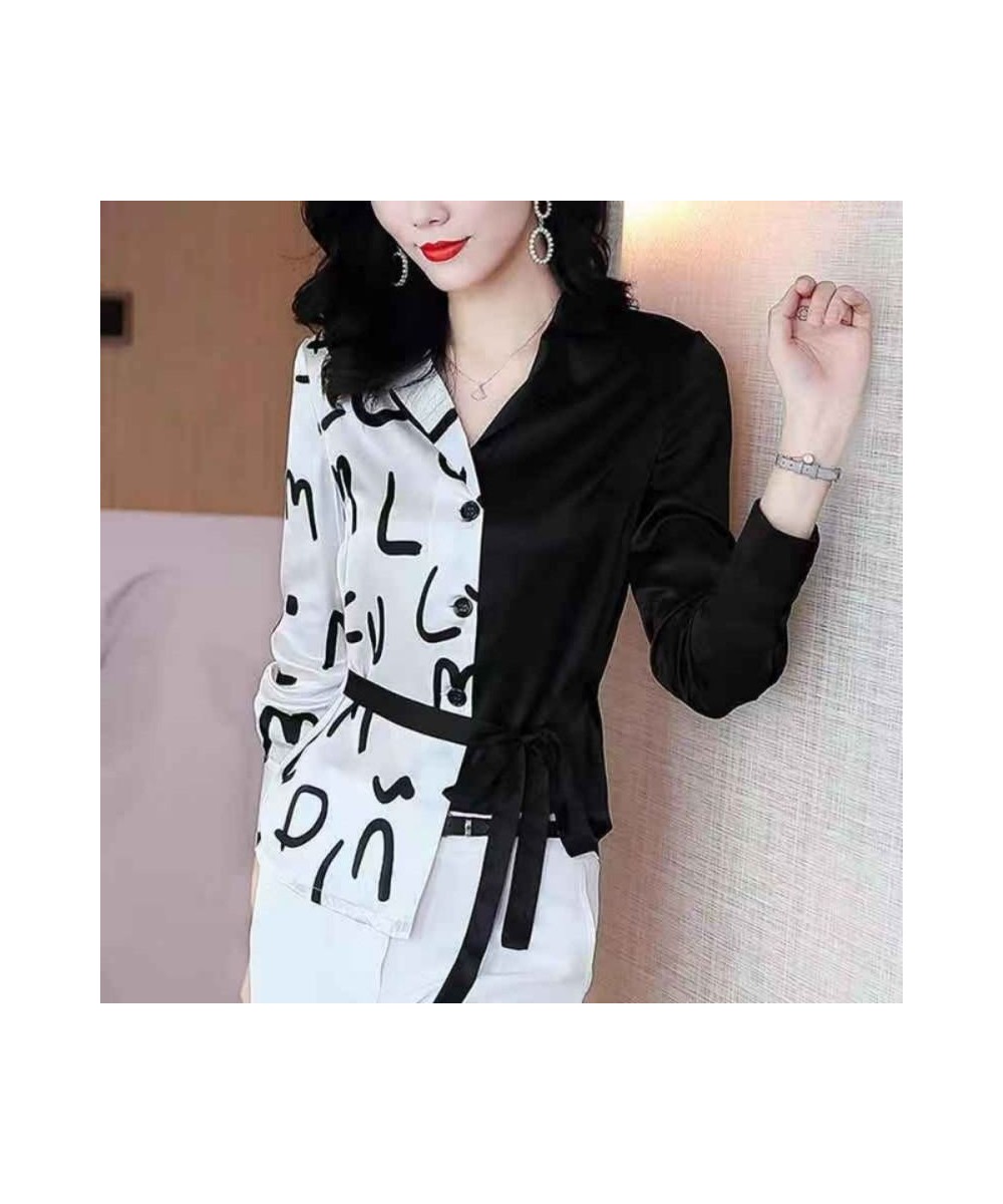 Fashion Printed Spliced Bandage Asymmetrical Shirt Women's Clothing 2023 Spring New Casual Tops All-match Irregular Blouse $3...