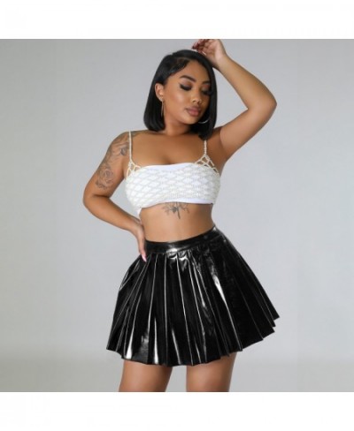 Echoine Elastic Hight Waist Shiny Pleated Skirt Fold Mini Skirt Women Sexy Party Club Skirt Women Summer New 2023 $35.87 - Sk...