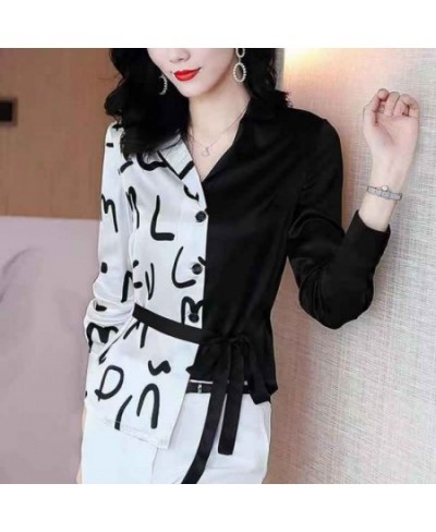 Fashion Printed Spliced Bandage Asymmetrical Shirt Women's Clothing 2023 Spring New Casual Tops All-match Irregular Blouse $3...