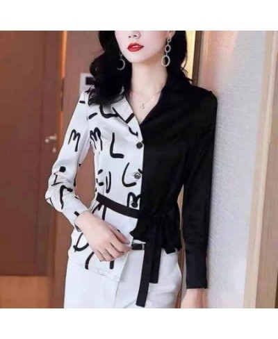 Fashion Printed Spliced Bandage Asymmetrical Shirt Women's Clothing 2023 Spring New Casual Tops All-match Irregular Blouse $3...