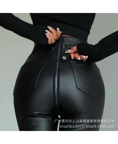 Womens Pant Autumn Dress New Black Zipper Slim Trousers for Women $52.88 - Bottoms