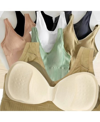 Women Sexy Crop Tops Camisoles Female V-Tie Sleeveless Sports Vest Lingerie with Chest Pads Seamless Bra Tube Top Underwear $...