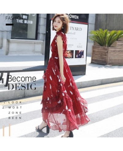 Elegant Women Round Neck Long Dress 2023 Summer Fashion Print Sleeveless Party Dress Slim Waist French Vintage Flowy Beach $4...