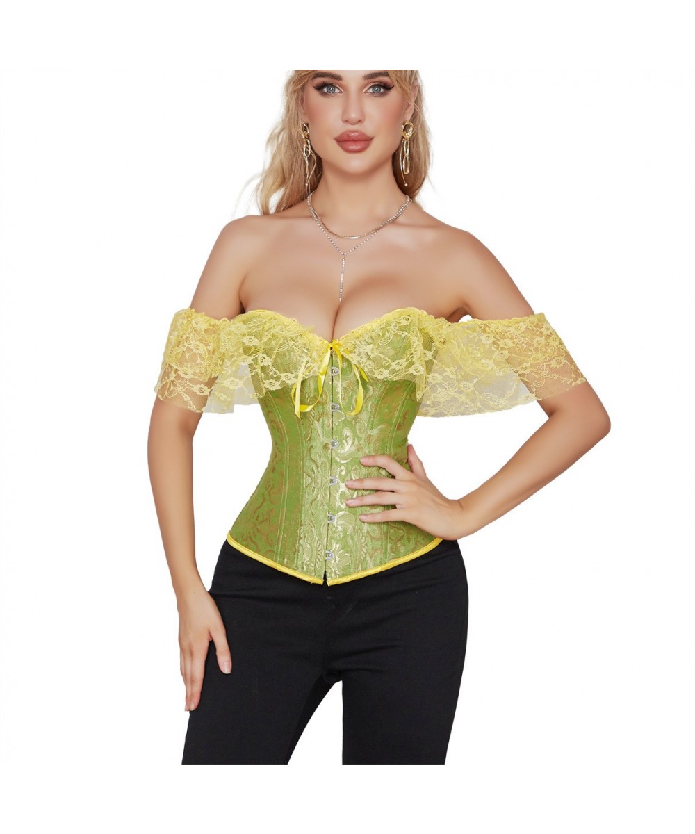 Abdominal Fat Corset Green And Yellow Tight Tops Strapless Backless Bustiers Half Over Bust Wrap Breast Shaping Vest Outwear ...