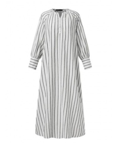 2023 Summer New Dress Fashion Cotton Striped Loose Casual Irregular Streetwear Oversize Robe Women's Elegant Long Dress $46.4...