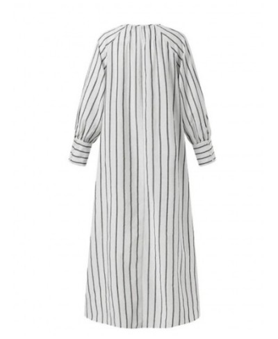 2023 Summer New Dress Fashion Cotton Striped Loose Casual Irregular Streetwear Oversize Robe Women's Elegant Long Dress $46.4...