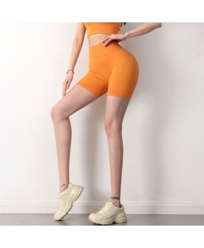 European and American Fitness Shorts Women's Summer New High-waist Hip-lifting Tight Sports Pants Peach Quick-drying Yoga Pan...