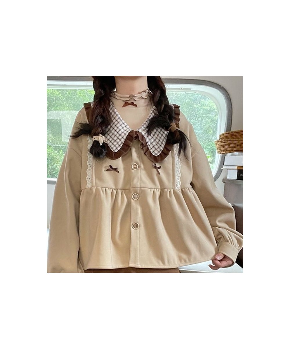 2023 Spring Autumn Kawaii Shirt Women Japanese Korean Cute Peter Pan Collar Ruffle Blouse Girls Sweet Loose Outwear $45.11 - ...