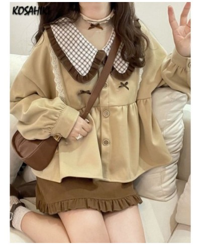 2023 Spring Autumn Kawaii Shirt Women Japanese Korean Cute Peter Pan Collar Ruffle Blouse Girls Sweet Loose Outwear $45.11 - ...