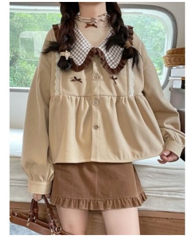 2023 Spring Autumn Kawaii Shirt Women Japanese Korean Cute Peter Pan Collar Ruffle Blouse Girls Sweet Loose Outwear $45.11 - ...