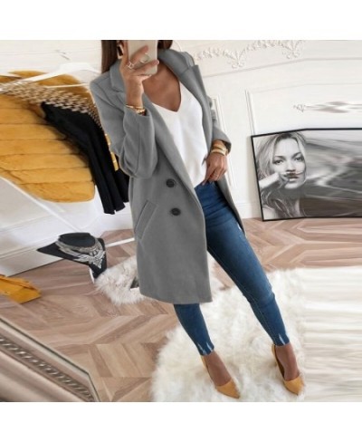 Women Plus Size XXXL Woollen Blends Overcoats 2023 Autumn Winter Solid Long Sleeve Casual Oversize Outwear Jackets Wool Coat ...