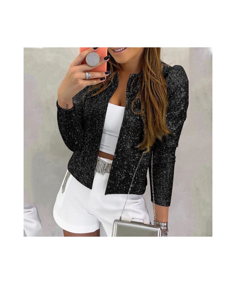 2022 Spring Autumn Long Sleeve Open Front Sequin Coat Fashion Gitter Casual Shirts Streetwear Jackets Women's Tops Loungewear...