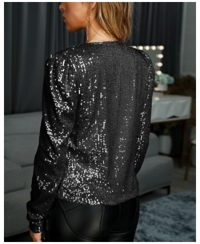 2022 Spring Autumn Long Sleeve Open Front Sequin Coat Fashion Gitter Casual Shirts Streetwear Jackets Women's Tops Loungewear...