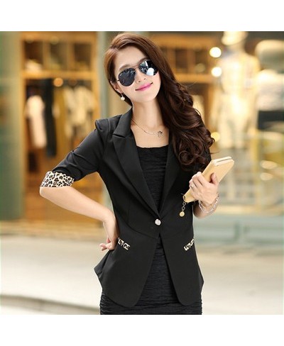 Spring and summer autumn new small suit Korean women Slim one button five-point sleeves small suit jacket $45.82 - Suits & Sets