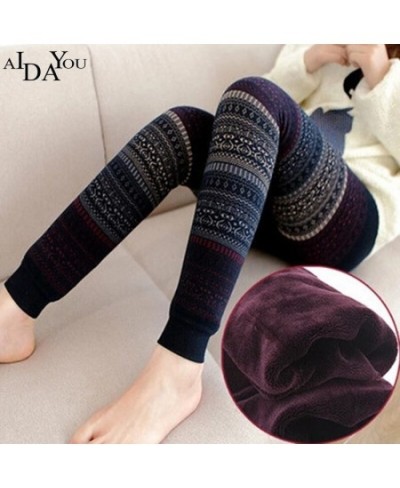 Korean Fashion Clothing Leggings Slim Warm Fleece Pants Vintage Japanese Style print Elastic Trousers ouc2557 $41.54 - Bottoms