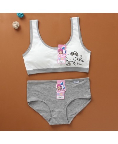 Cartoon Cotton Underwear Teen Girls Training Bras Briefs Sets Seamless Womens Panties Tank Top Bra Big Children Lingerie Vest...