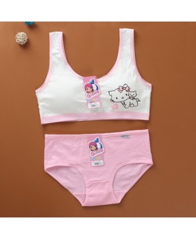 Cartoon Cotton Underwear Teen Girls Training Bras Briefs Sets Seamless Womens Panties Tank Top Bra Big Children Lingerie Vest...