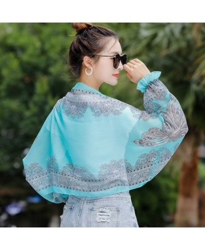 Spring Summer Chiffon Sunscreen Fake Collar Clothing Shawl Outdoor Riding Cashew Printing Sun Protection Sleeves Silk Scarf $...