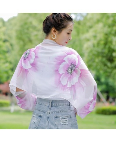 Spring Summer Chiffon Sunscreen Fake Collar Clothing Shawl Outdoor Riding Cashew Printing Sun Protection Sleeves Silk Scarf $...