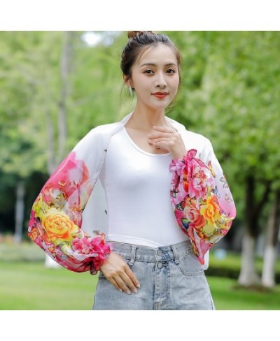 Spring Summer Chiffon Sunscreen Fake Collar Clothing Shawl Outdoor Riding Cashew Printing Sun Protection Sleeves Silk Scarf $...