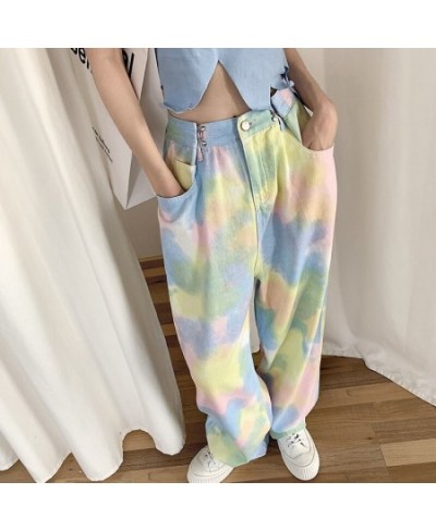 Pink Women Jeans 2022 New Loose Colorful Wide Leg Brown High Waist Straight Pants Women's Casual Pants Denim Femme Trousers $...