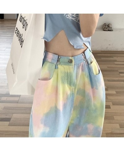 Pink Women Jeans 2022 New Loose Colorful Wide Leg Brown High Waist Straight Pants Women's Casual Pants Denim Femme Trousers $...